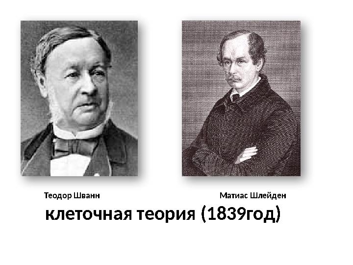 Теодор Шванн Матиас Шлейден клеточная теория (1839год)