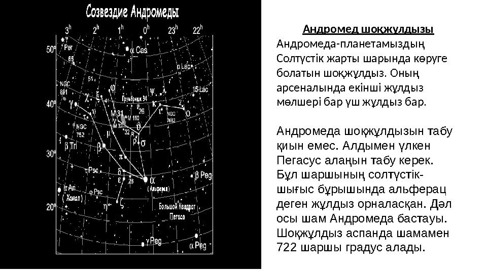 Андромед шоқжұлдызы Андромеда-планетамыздың Солтүстік жарты шарында көруге болатын шоқжұлдыз. Оның арсеналында екінші жұлды