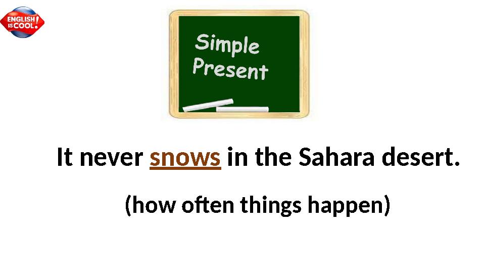 (how often things happen)It never snows in the Sahara desert.