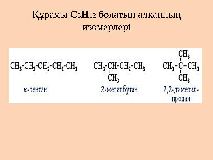 Құрамы С 5 Н 12 болатын алканның изомерлері