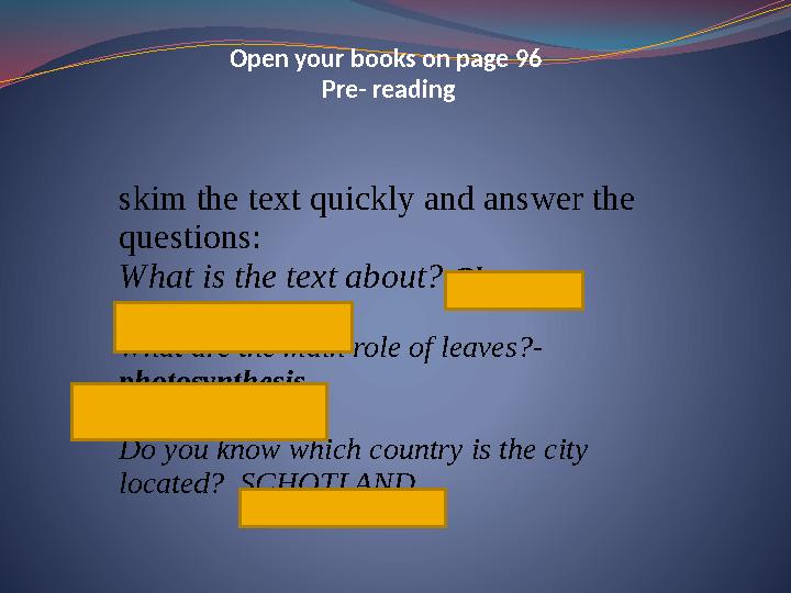 Open your books on page 96 Pre- reading skim the text quickly and answer the questions: What is the text about? Glasgow bo