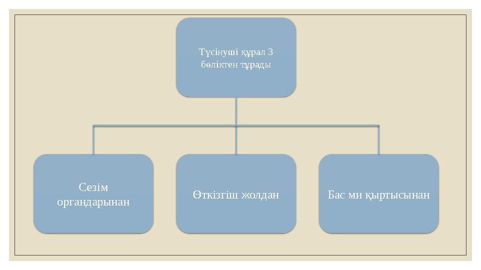 Түсінуші құрал 3 бөліктен тұрады Бас ми қыртысынанӨткізгіш жолданСезім органдарынан