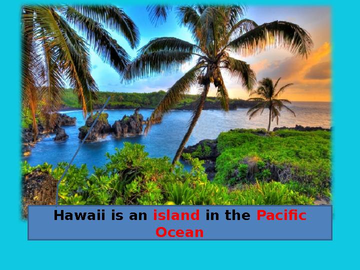 Hawaii is an island in the Pacific Ocean