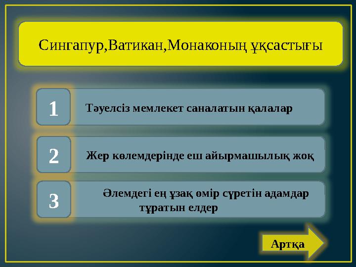 Сингапур,Ватикан,Монаконың ұқсастығы Тәуелсіз мемлекет саналатын қалалар Жер көлемдерінде еш айырмашылық жо