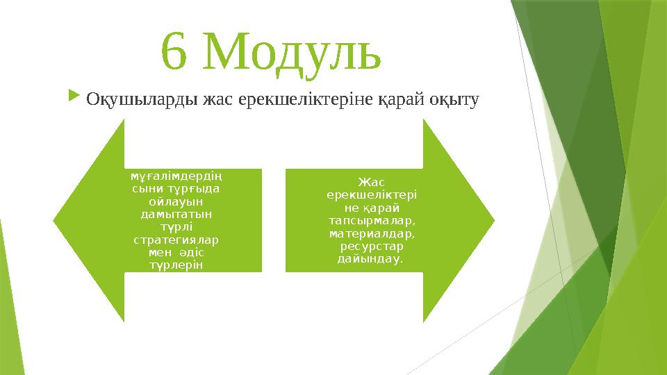 6 Модуль  Оқушыларды жас ерекшеліктеріне қарай оқыту Оқытуда оқушылардың және мұғалімдердің сыни тұрғыда ойлауын дамытаты