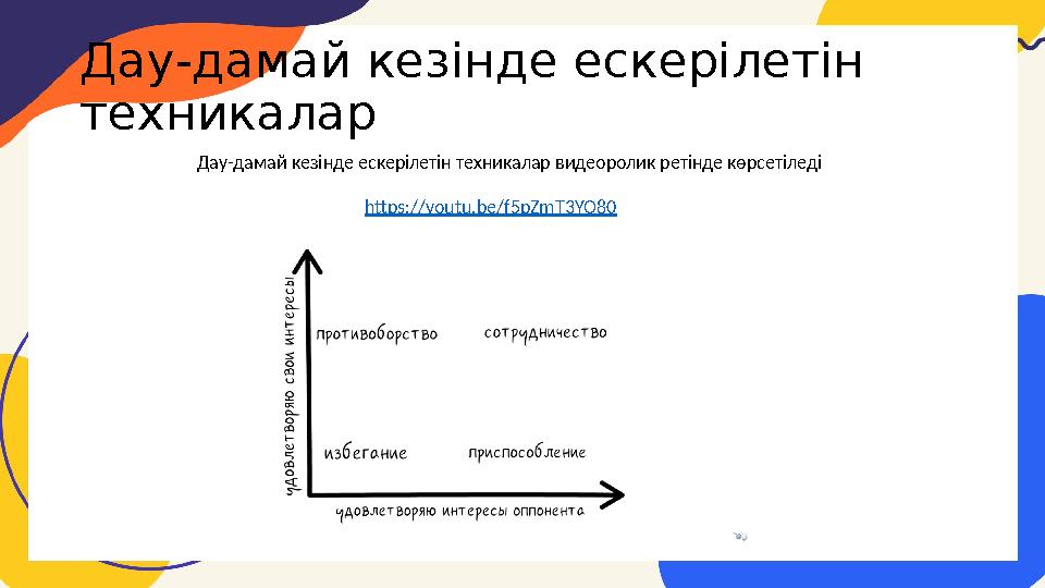 Дау-дамай кез інде ескерілетін техникалар Дау-дамай кез інде ескерілетін техникалар видеоролик ретінде көрсетіледі https://yout