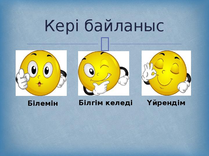 Кері байланыс Білемін Білгім келеді Үйрендім