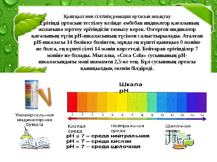 © FokinaLidia Қышқыл мен сілтінің реакция ортасын анықтау Ерітінді ортасын тестілеу кезінде әмбебап индикатор қағазының