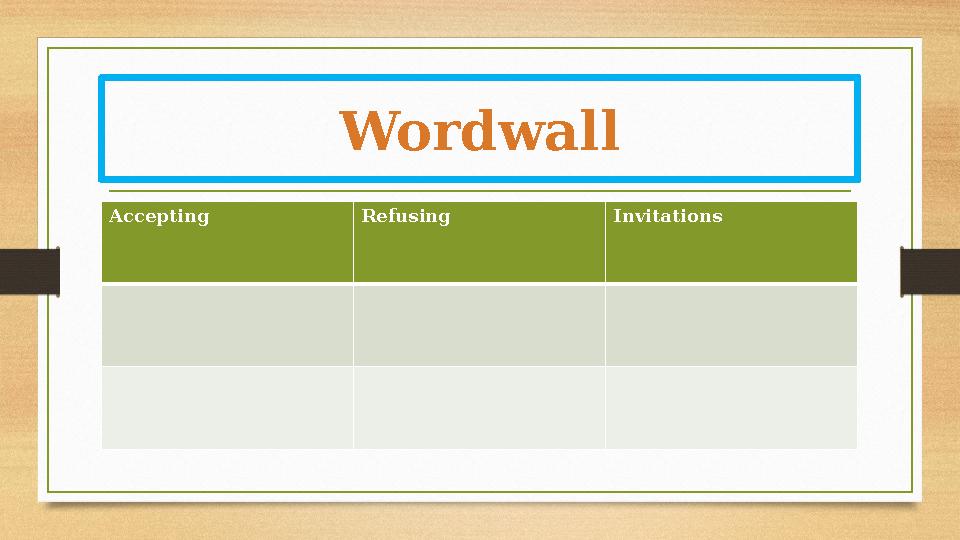 Wordwall Accepting Refusing Invitations