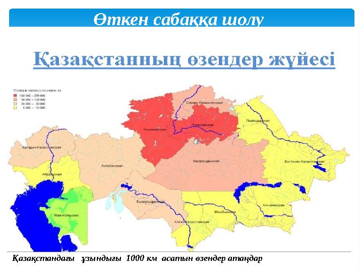 Өткен сабаққа шолу Қазақстандағы ұзындығы 1000 км асатын өзендер атаңдар