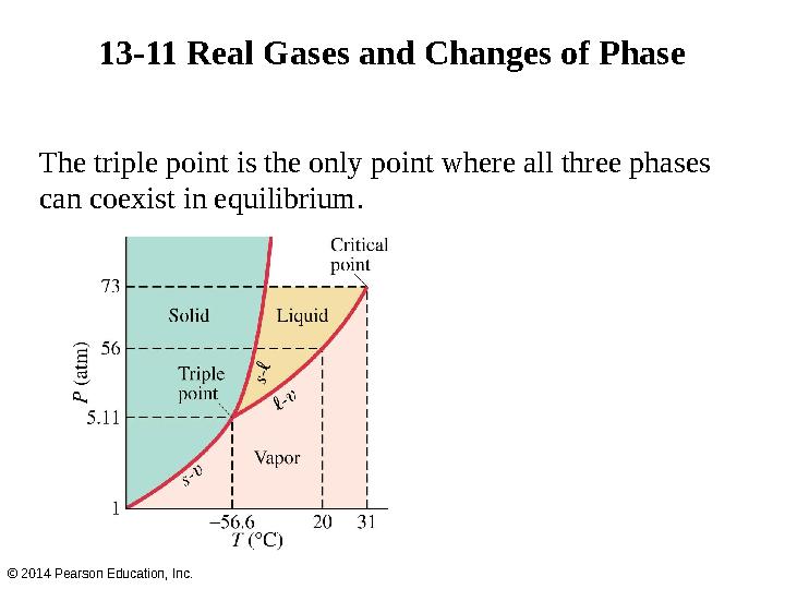 The triple point is the only point where all three phases can coexist in equilibrium. Phase diagram of carbon dioxide 13-11 Rea