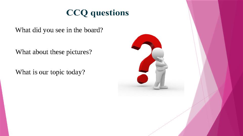 What did you see in the board? What about these pictures? What is our topic today?