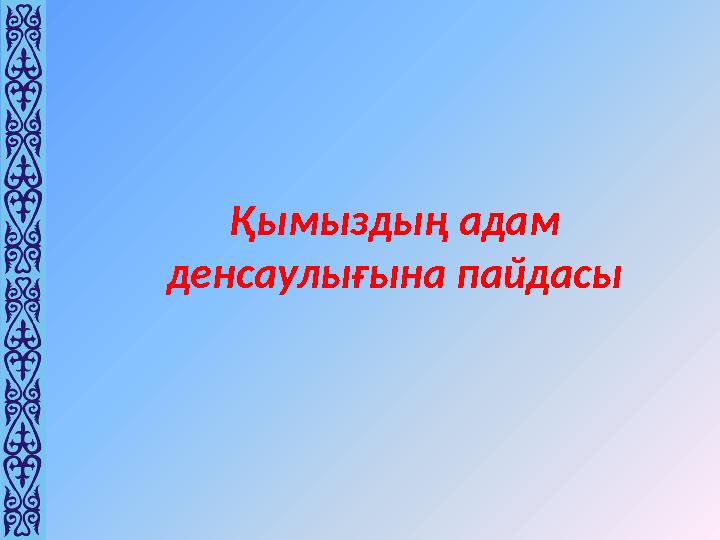 Қымыздың адам денсаулығына пайдасы