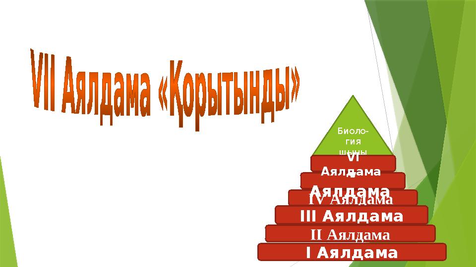 І V Аялдама І Аялдама V Аялдама ІІ АялдамаІІІ Аялдама Биоло- гия шыңы V І Аялдама