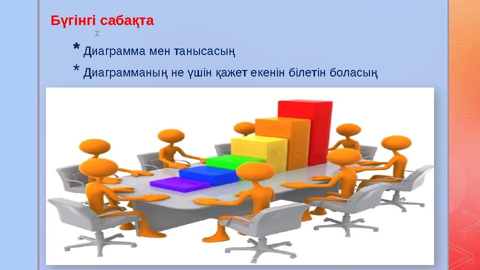 zБүгінгі сабақта * Диаграмма мен танысасың * Диаграмманың не үшін қажет екенін білетін боласың
