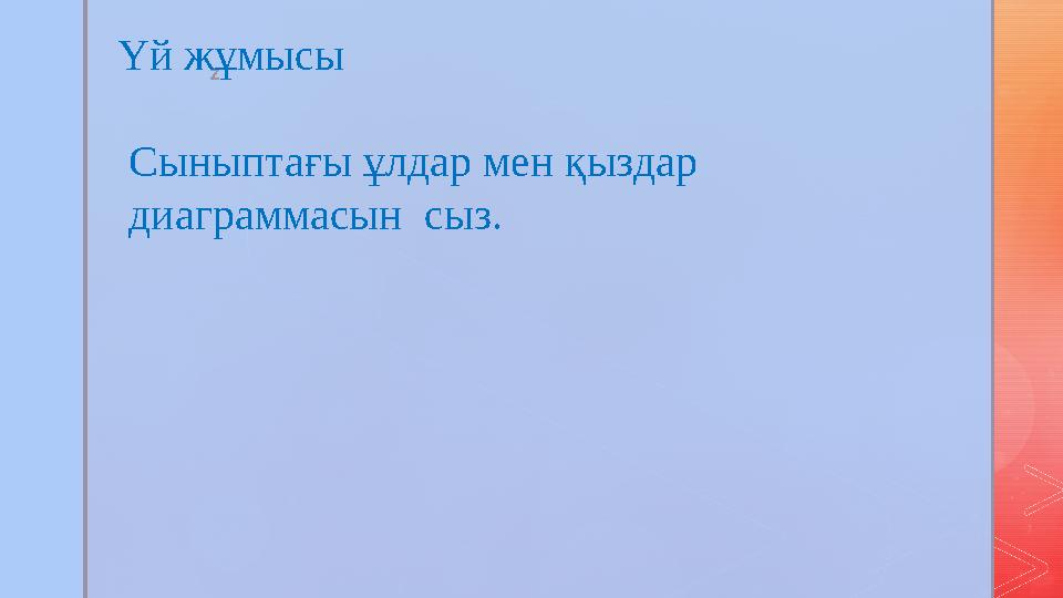 zҮй жұмысы Сыныптағы ұлдар мен қыздар диаграммасын сыз.