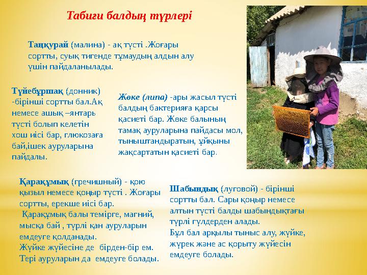 Жөке (липа) -ары жасыл түсті балдың бактерияға қарсы қасиеті бар. Жөке балының тамақ ауруларына пайдасы мол, тыныштандыра