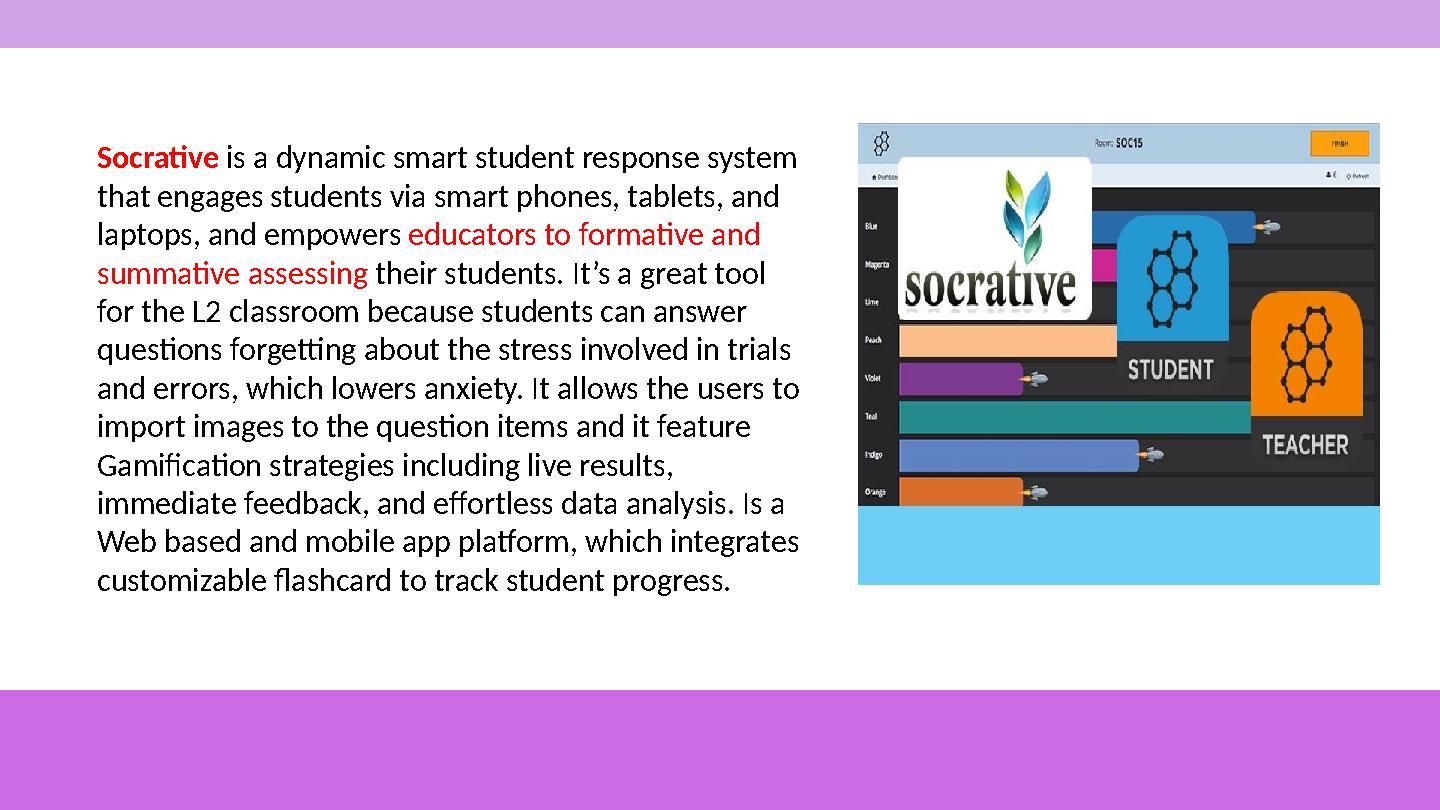 Socrative is a dynamic smart student response system that engages students via smart phones, tablets, and laptops, and empowe