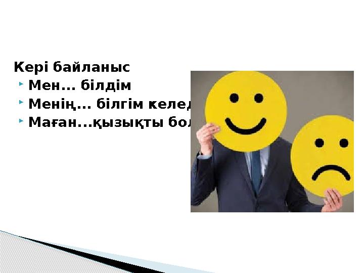 Кері байланыс  Мен... білдім  Менің... білгім келеді  Маған...қызықты болды