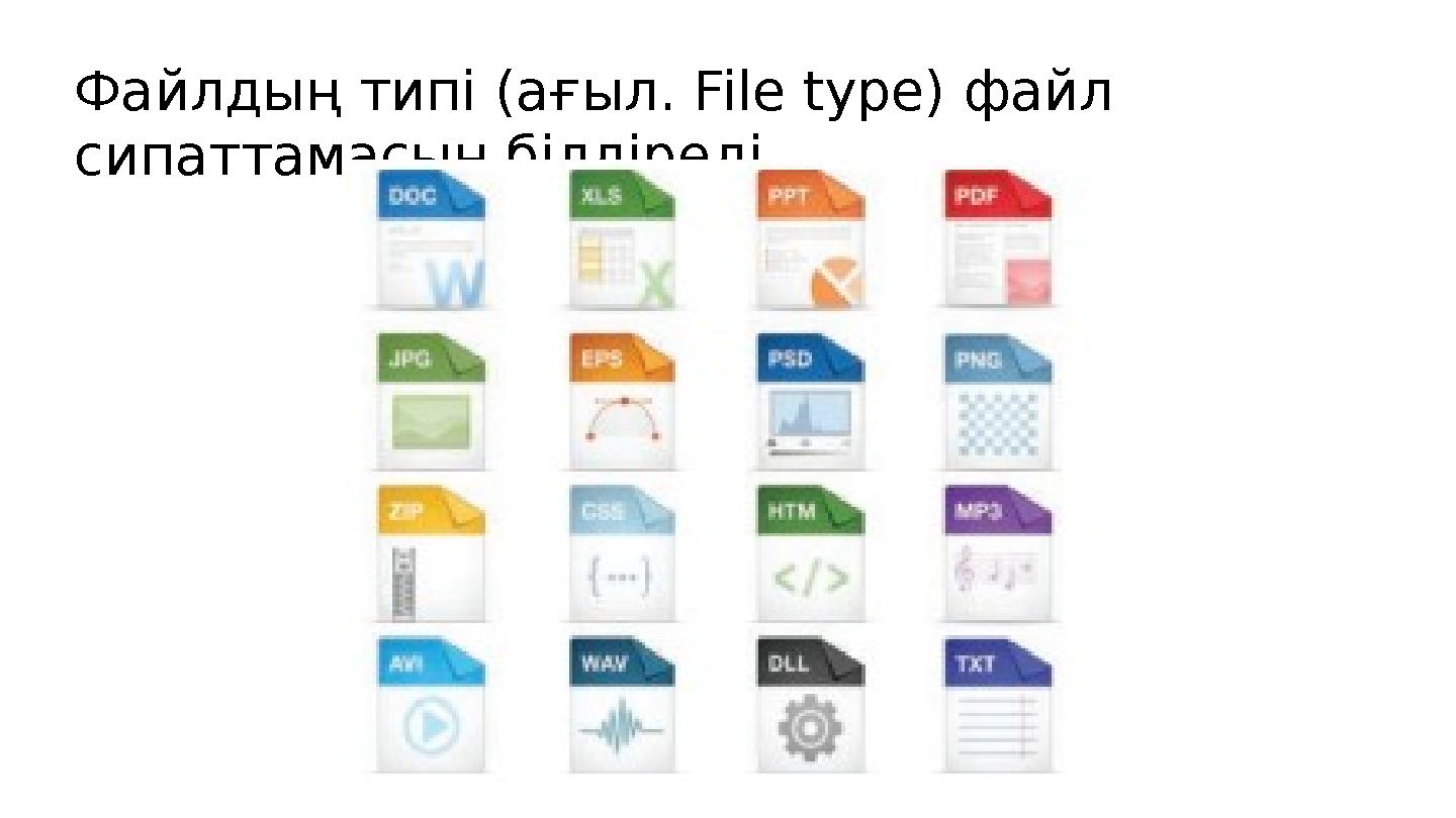 Файлдың типі (ағыл. File type) файл сипаттамасын білдіреді.