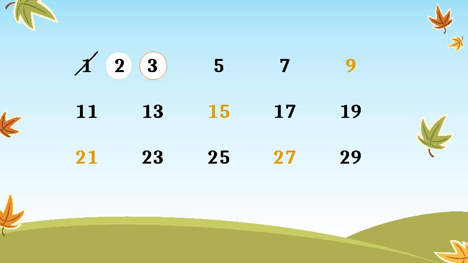 1 2 3 5 7 9 11 13 15 17 19 21 23 25 27 29