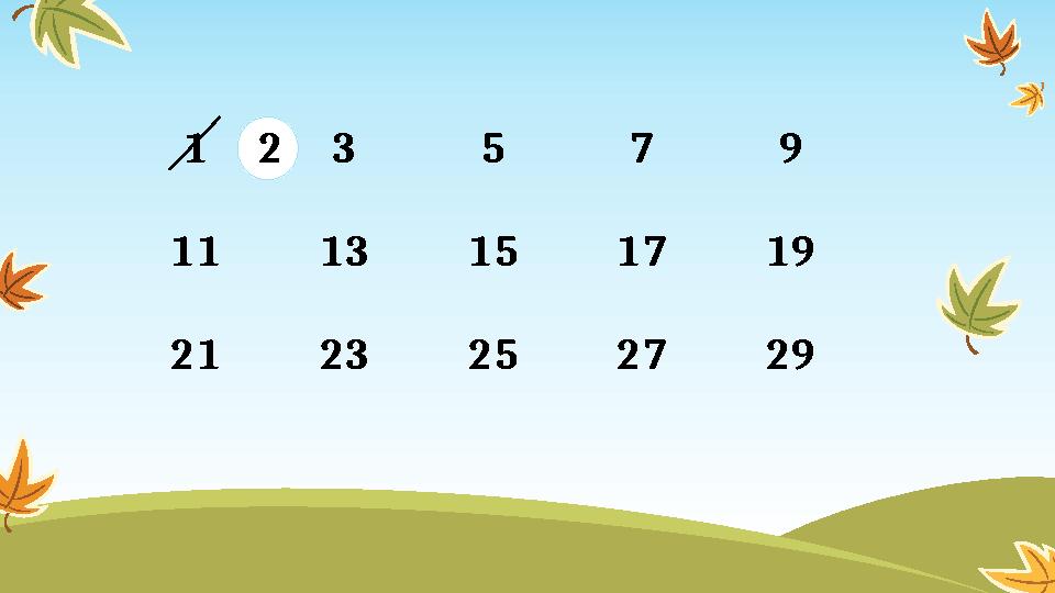 1 2 3 5 7 9 11 13 15 17 19 21 23 25 27 29