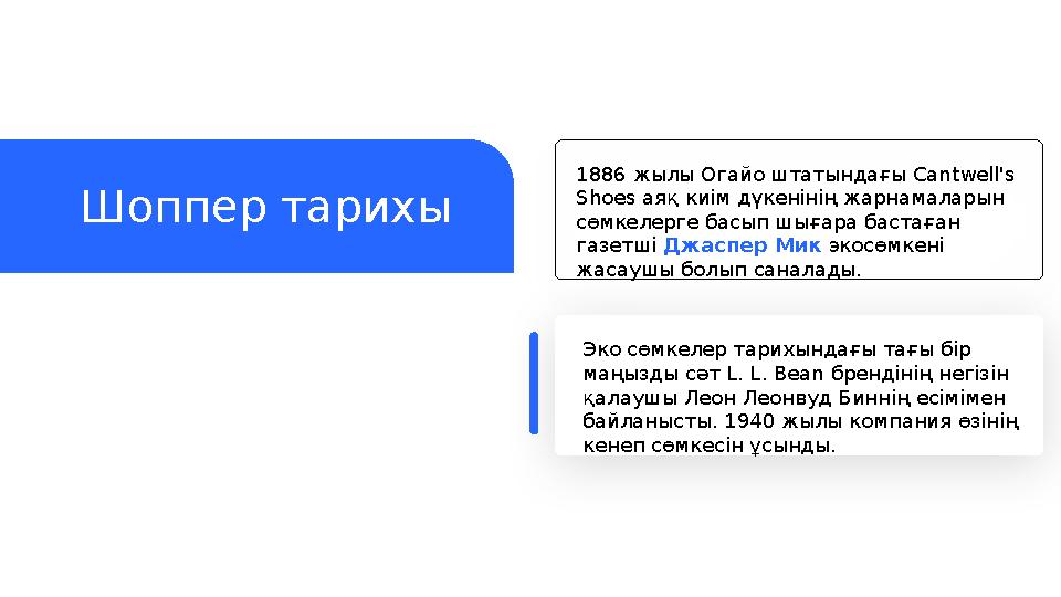 1886 жылы Огайо штатындағы Cantwell's Shoes аяқ киім дүкенінің жарнамаларын сөмкелерге басып шығара бастаған газетші Джасп