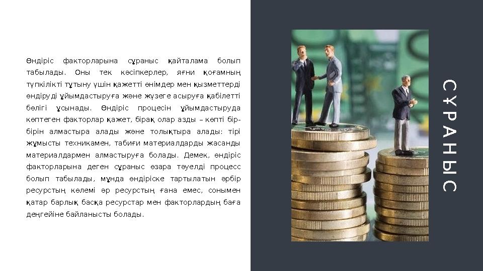 С Ұ Р А Н Ы СӨндіріс факторларына сұраныс қайталама болып табылады. Оны тек кәсіпкерлер, яғни қоғамның түпкілікті тұт