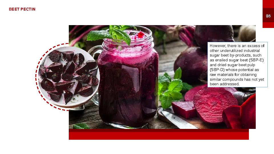BEET PECTIN 08 However, there is an excess of other underutilized industrial sugar beet by-products, such as ensiled sugar be