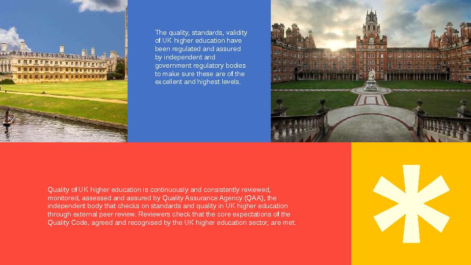 The quality, standards, validity of UK higher education have been regulated and assured by independent and government regula