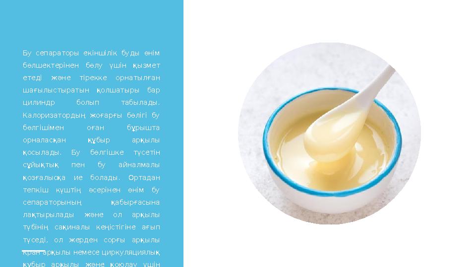 Бу сепараторы екіншілік буды өнім бөлшектерінен бөлу үшін қызмет етеді және тірекке орнатылған шағылыстыратын қолш