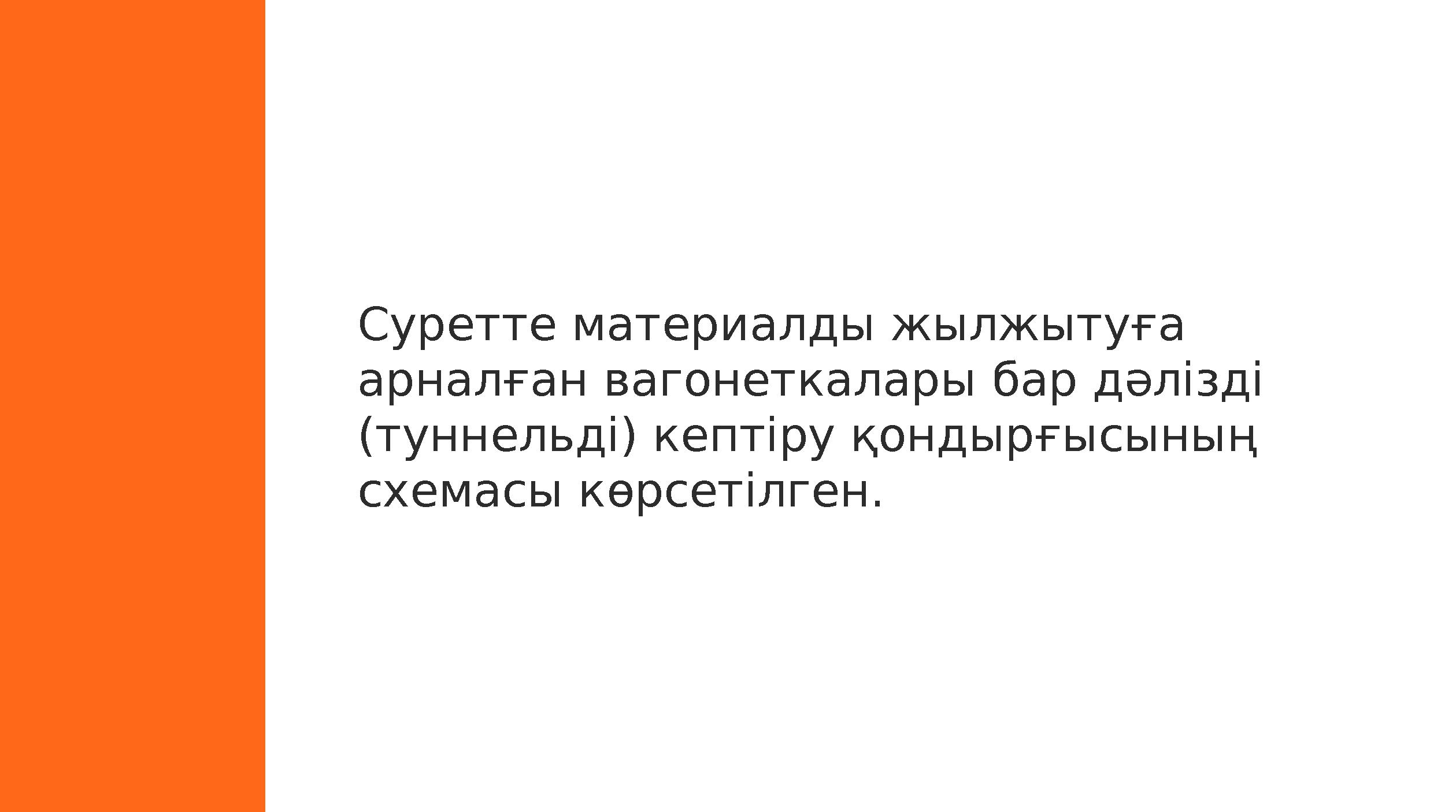 Суретте материалды жылжытуға арналған вагонеткалары бар дәлізді (туннельді) кептіру қондырғысының схемасы көрсетілген.