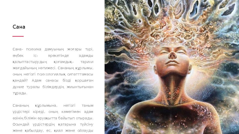 Сана- психика дамуының жоғары түрі, еңбек іс- әрекетінде адамды қалыптастырудың қоғамдық- тарихи жағдайының нәтижес