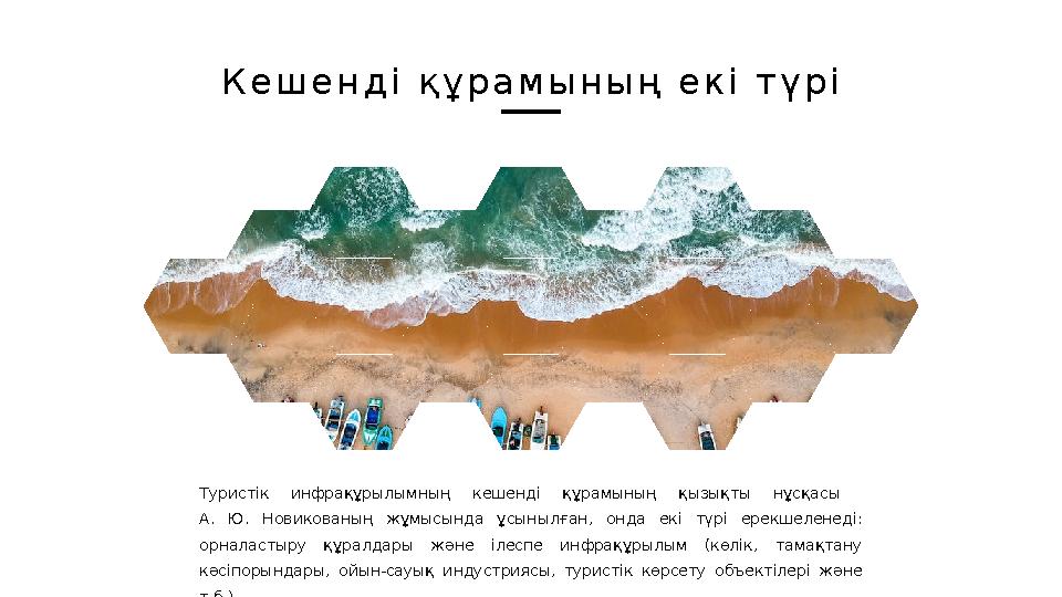 К е ш е н д і қ ұ р а м ы н ы ң е к і т ү р і Туристік инфрақұрылымның кешенді құрамының қызықты нұсқасы А. Ю. Нов