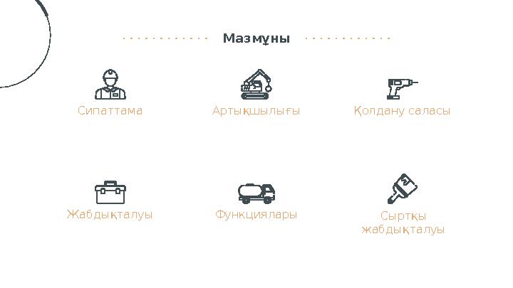 Мазмұны Сипаттама Артықшылығы Қолдану саласы Жабдықталуы Функциялары Сыртқы жабдықталуы