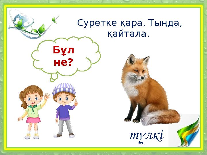 Суретке қара. Тыңда, қайтала. Бұл не? түлкі