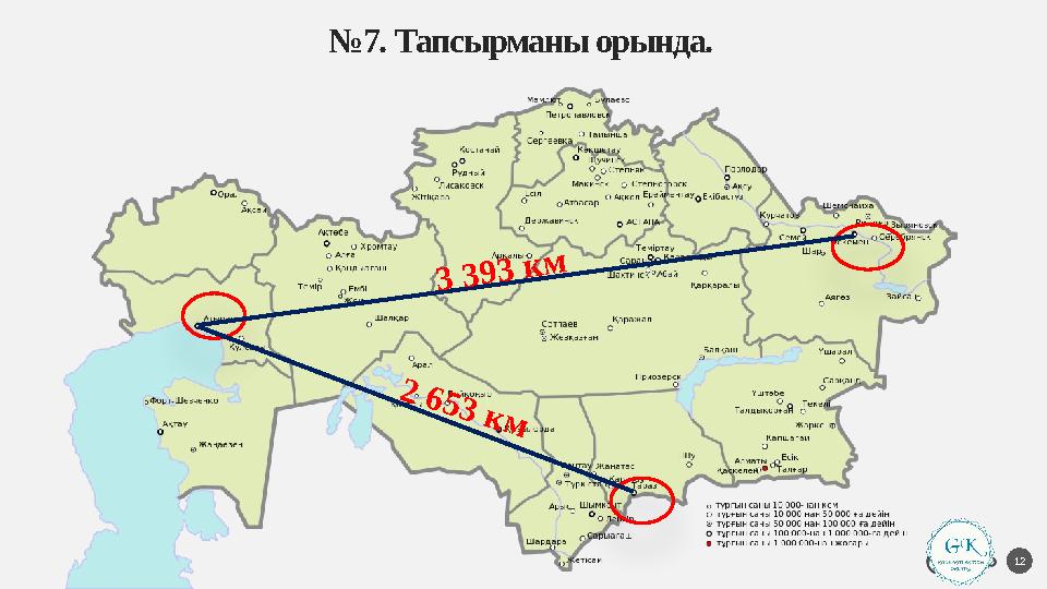 №7. Тапсырманы орында. 12 3 393 км 2 653 к м