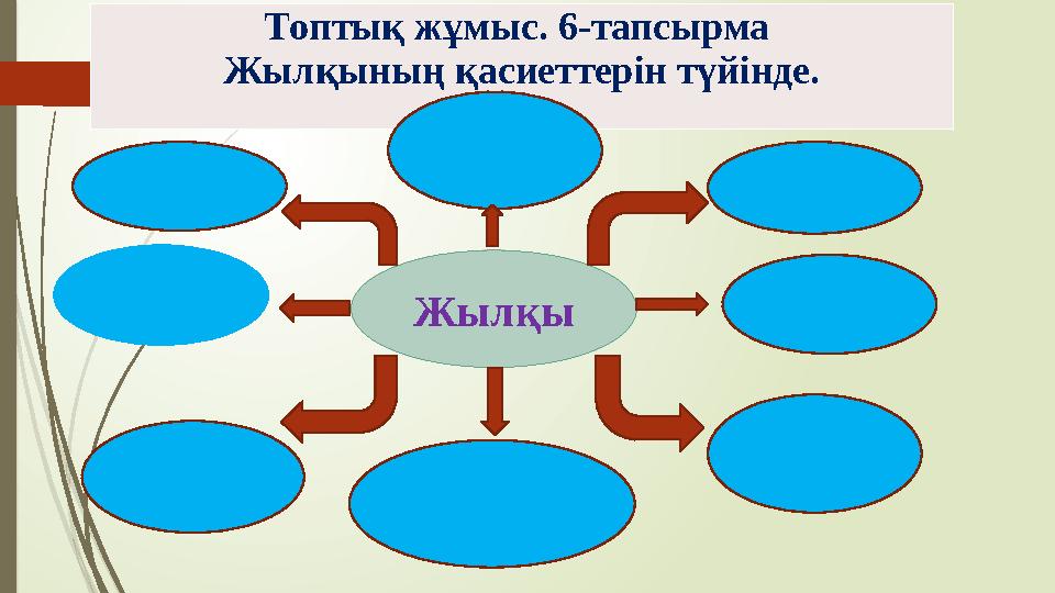 Топтық жұмыс. 6-тапсырма Жылқының қасиеттерін түйінде. Жылқы