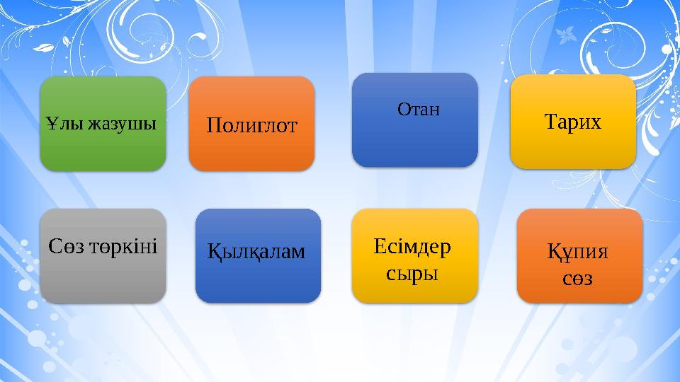 Ұлы жазушы Полиглот Отан Тарих Сөз төркініҚылқалам Есімдер сыры Құпия сөз