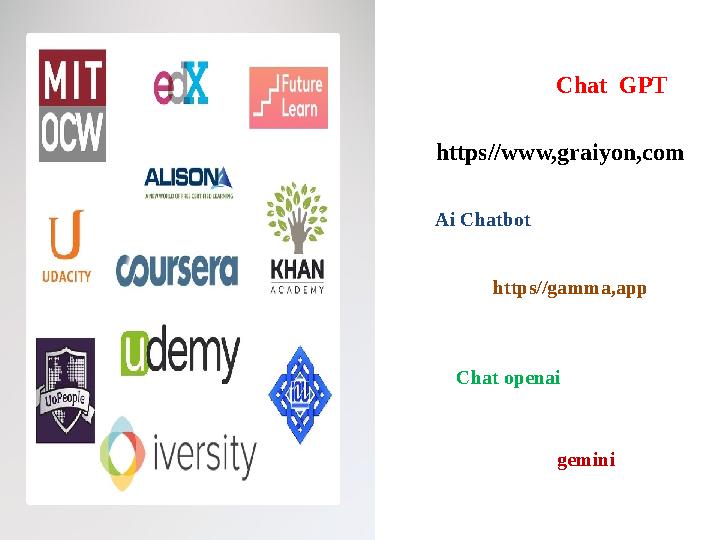 Chat GPT Ai Chatbot Chat openai https//gamma,app https//www,graiyon,com gemini