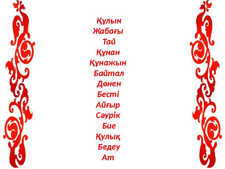 Құлын Жабағы Тай Құнан Құнажын Байтал Дөнен Бесті Айғыр Сәурік Бие Қулық Бедеу Ат