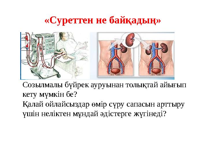 «Суреттен не байқадың» Созылмалы бүйрек ауруынан толықтай айығып кету мүмкін бе? Қалай ойлайсыздар өмір сүру сапасын арттыру
