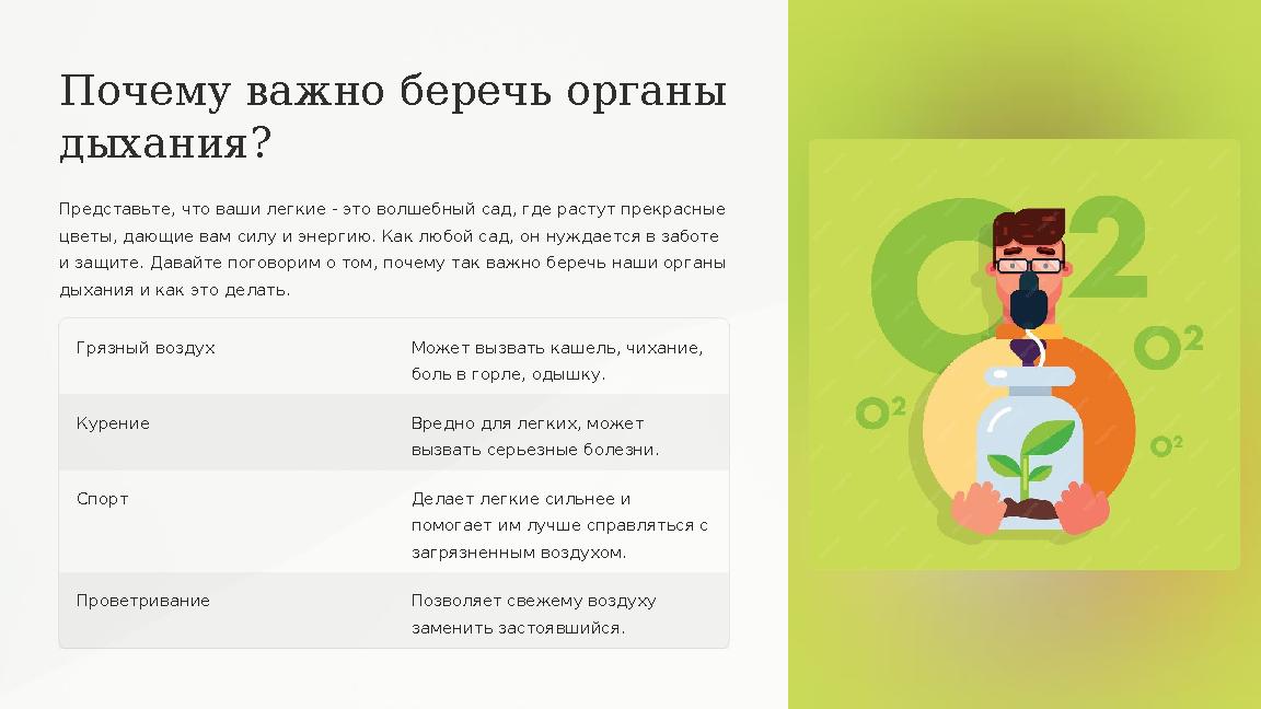 Почему важно беречь органы дыхания? Представьте, что ваши легкие - это волшебный сад, где растут прекрасные цветы, дающие вам