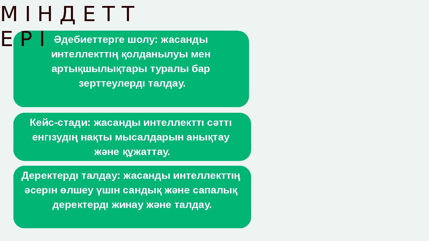 Әдебиеттерге шолу: жасанды интеллекттıң қолданылуы мен артықшылықтары туралы бар зерттеулердı талдау. Кейс-стади: жасанды