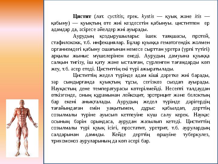 Цистит (лат. cyctіtіs; грек. kystіs — қуық және іtіs — қабыну) — қуықтың өте жиі кездесетін қабынуы. циститпен ер адамдар да,