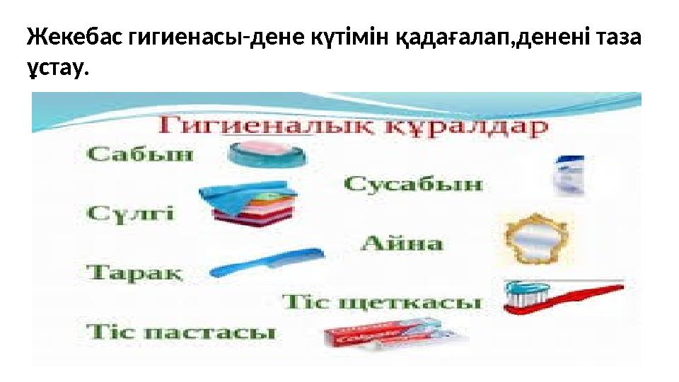 Жекебас гигиенасы-дене күтімін қадағалап,денені таза ұстау.