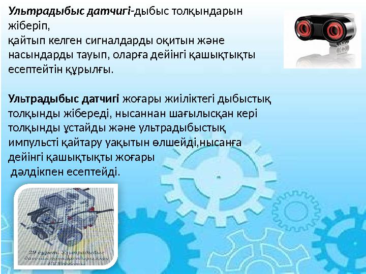 Ультрадыбыс датчигі-дыбыс толқындарын жіберіп, қайтып келген сигналдарды оқитын және насындарды тауып, оларға дейінгі қашықт