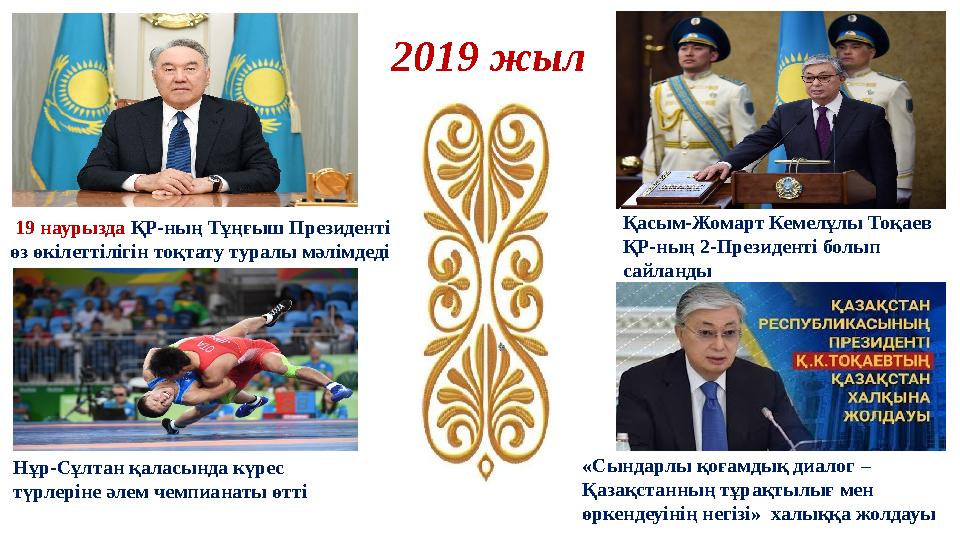 2019 жыл 19 наурызда ҚР-ның Тұңғыш Президенті өз өкілеттілігін тоқтату туралы мәлімдеді Қасым-Жомарт Кемелұлы Тоқаев ҚР-ның