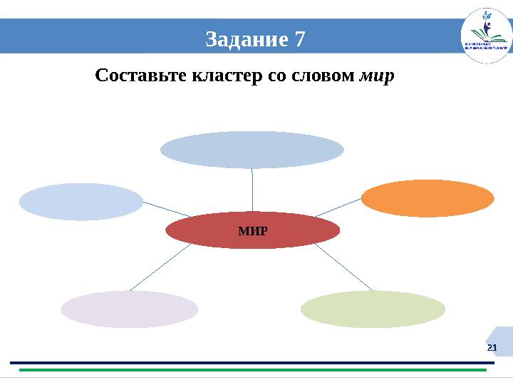 21 Задание 7 Составьте кластер со словом мир МИР