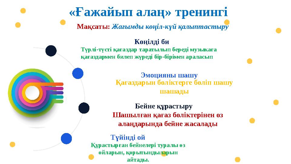 Түрлі-түсті қағаздар таратылып береді музыкаға қағаздармен билеп жүреді бір-бірімен араласып Көңілді би Құрастырған бейнелері т